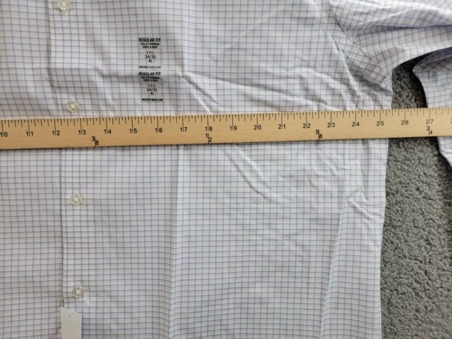 Calvin Klein Steel + Regular Fit Stretch Dress Shirt Men's 17.5 34-35 Blue L/S
