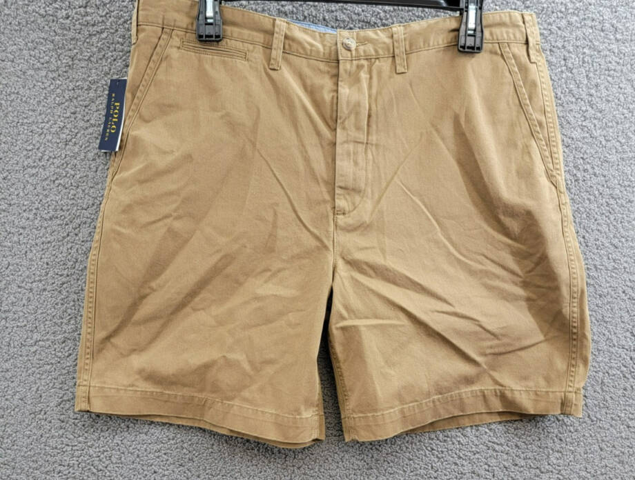 Polo Ralph Lauren 8-Inch Relaxed Fit Chino Shorts Men's 38 Sandsurf Button Zip
