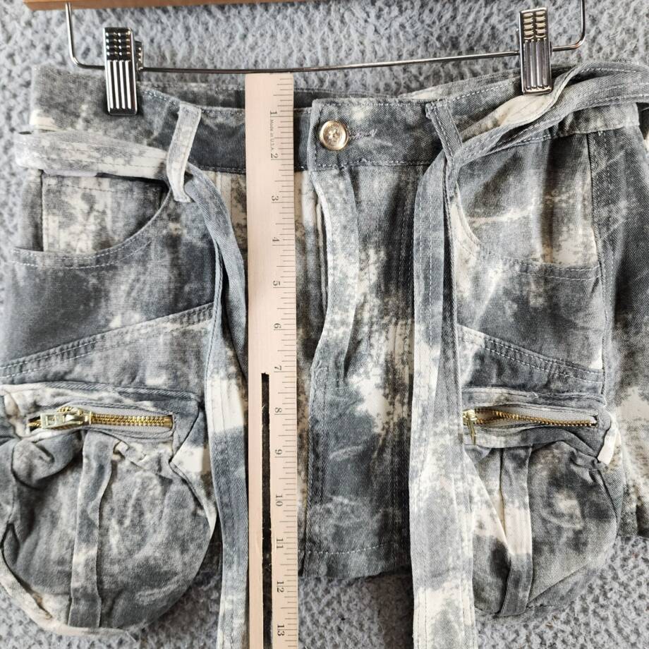 Madonna & Co. Cargo Denim Mini Skirt Women's M Gray Acid Wash Button Zip Closure
