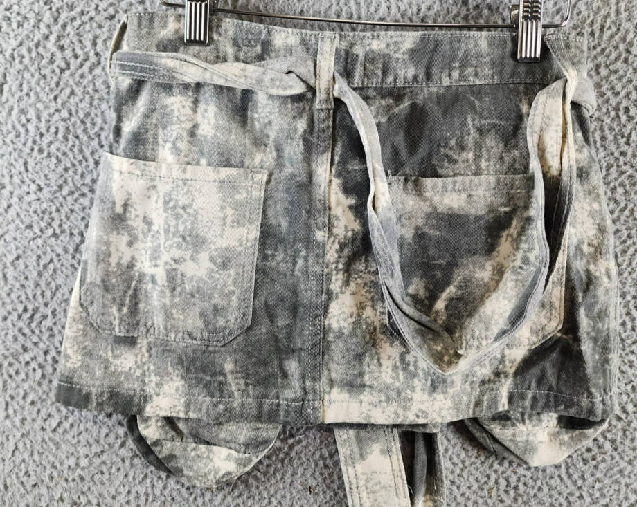 Madonna & Co. Cargo Denim Mini Skirt Women's M Gray Acid Wash Button Zip Closure