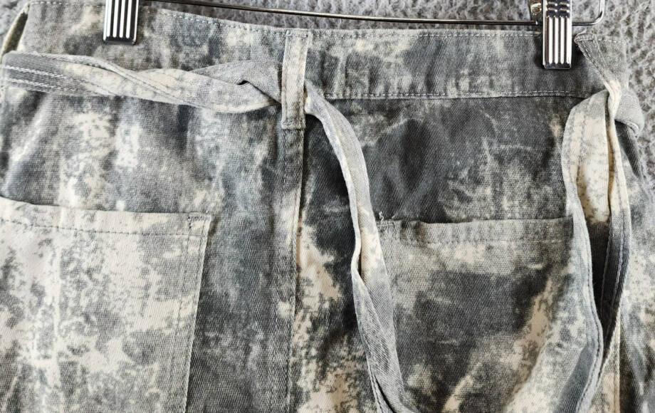 Madonna & Co. Cargo Denim Mini Skirt Women's M Gray Acid Wash Button Zip Closure