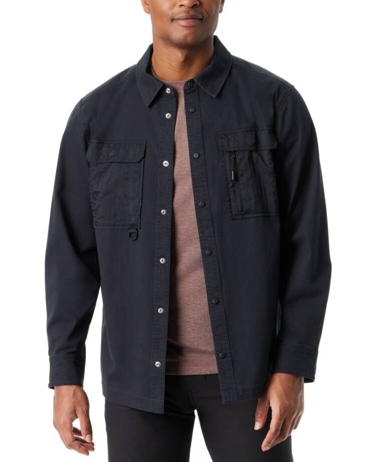 BASS OUTDOOR Relaxed Fit Worker Shirt Jacket Men's M Black Beauty Button Snap