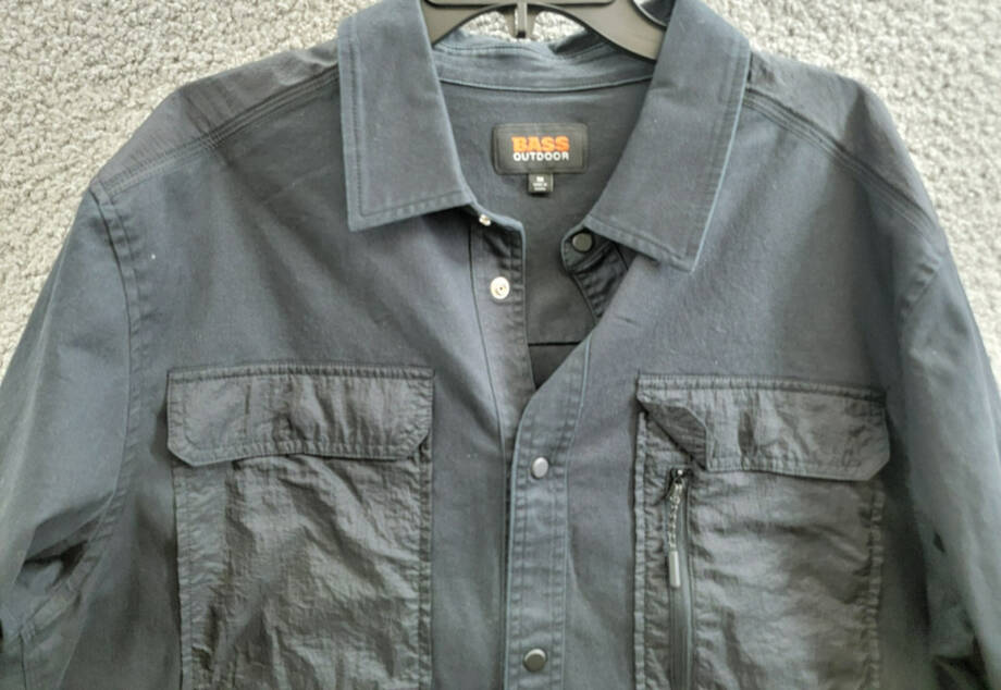 BASS OUTDOOR Relaxed Fit Worker Shirt Jacket Men's M Black Beauty Button Snap