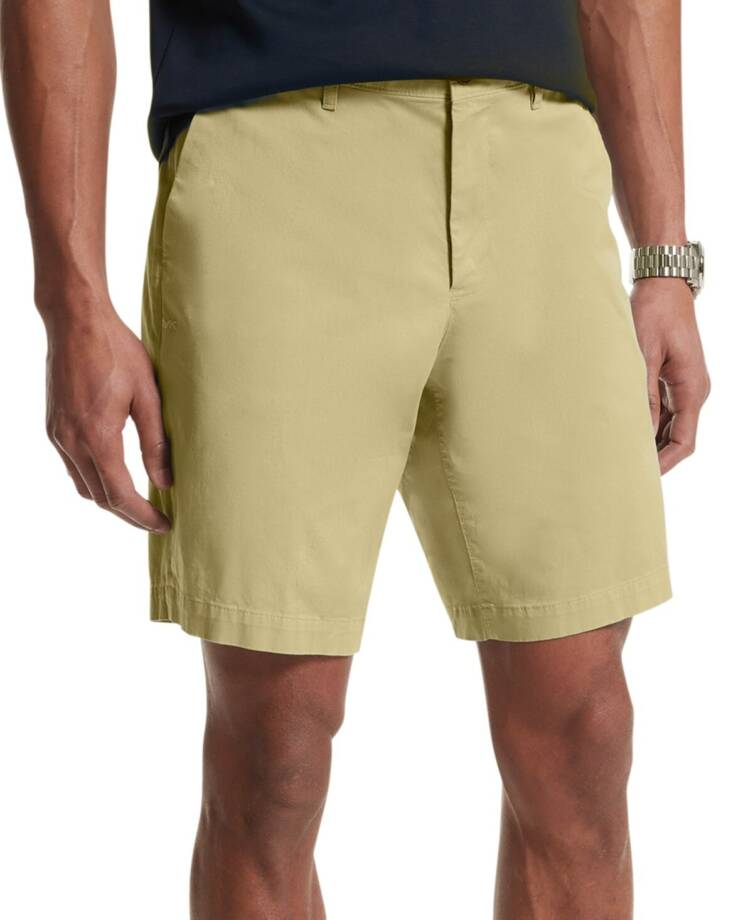 Michael Kors Slim Fit Stretch 9" Shorts Men's 29 Light Sage Pockets Button Zip