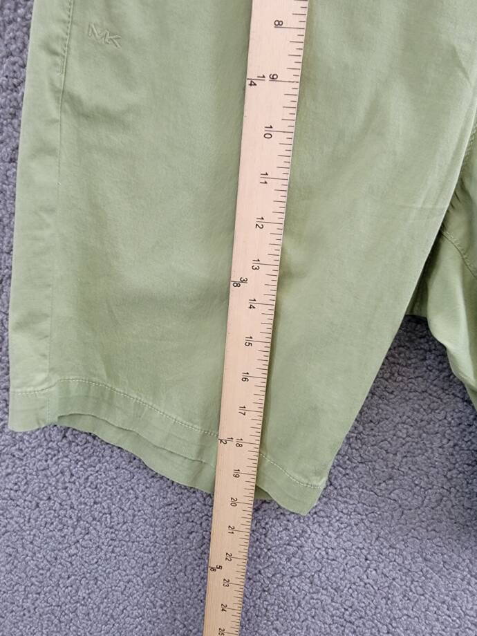Michael Kors Slim Fit Stretch 9" Shorts Men's 29 Light Sage Pockets Button Zip