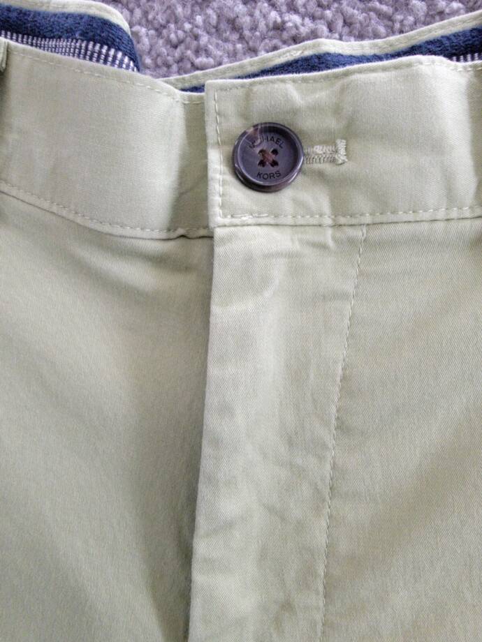 Michael Kors Slim Fit Stretch 9" Shorts Men's 29 Light Sage Pockets Button Zip
