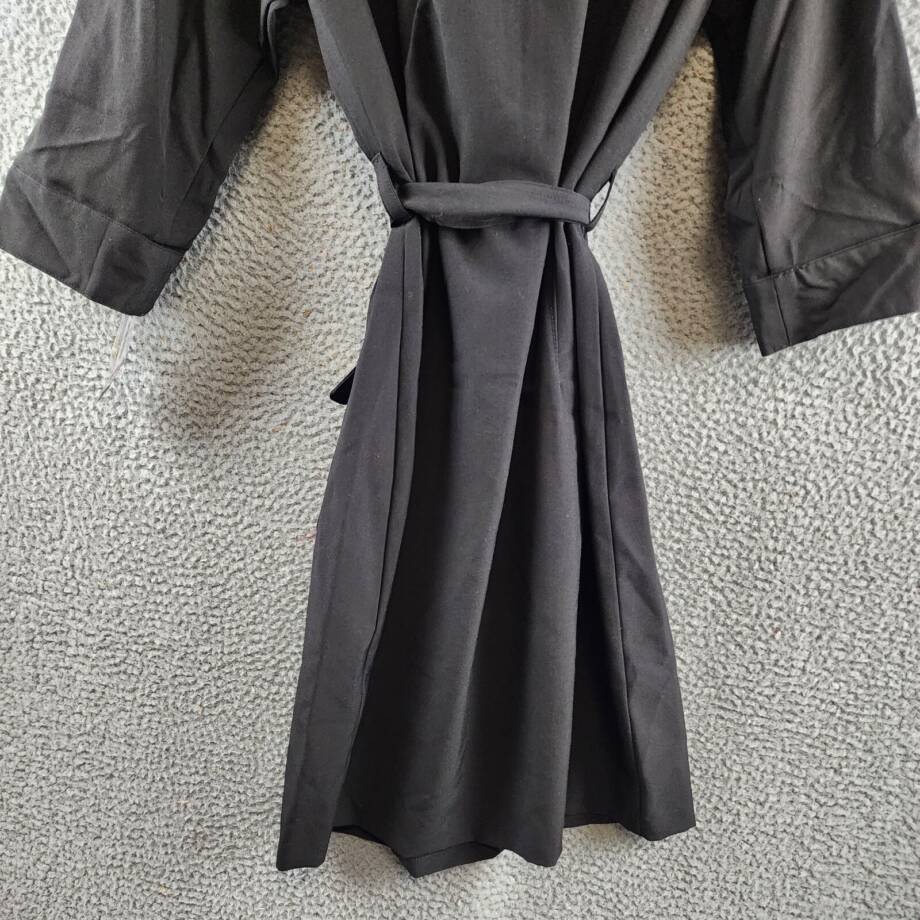 Sharagano Belted Shirt Dress Women's 14 Black Front Zipper Closure W/ Pockets