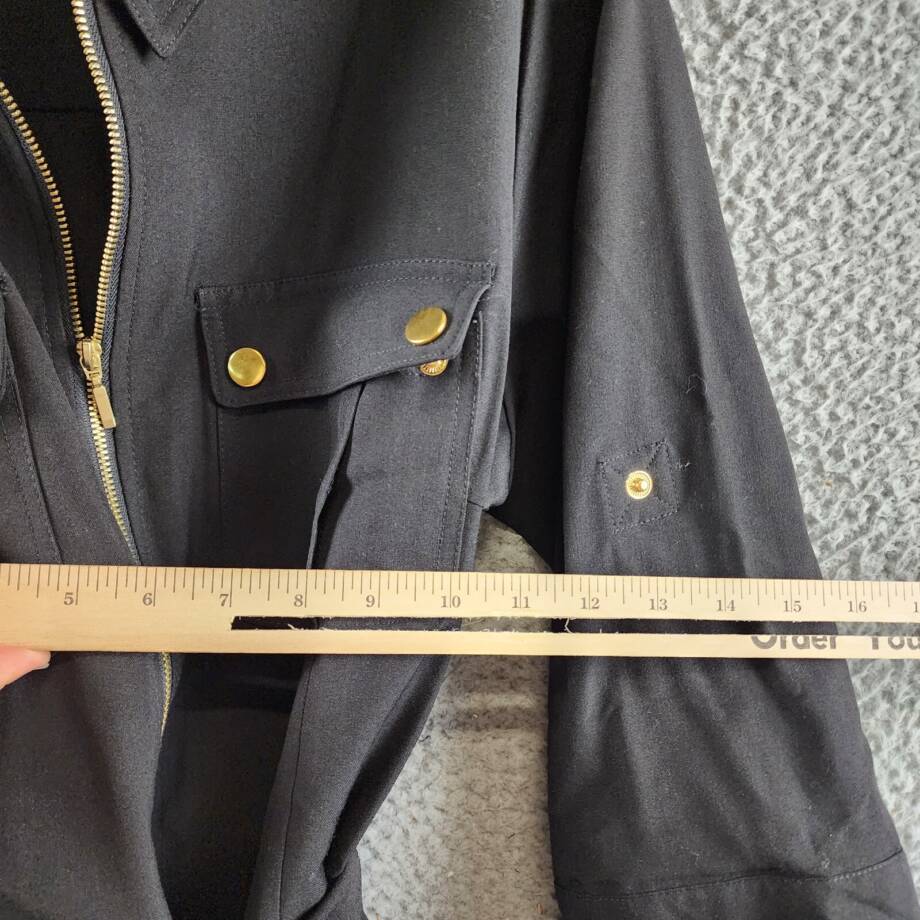 Sharagano Belted Shirt Dress Women's 14 Black Front Zipper Closure W/ Pockets