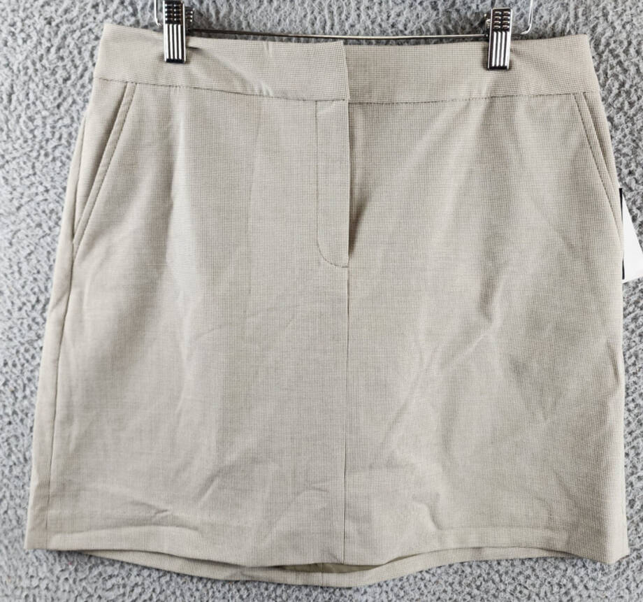 DKNY A-Line Business Casual Suit Skirt Womens 10 Light Fatigue/White Zip Closure