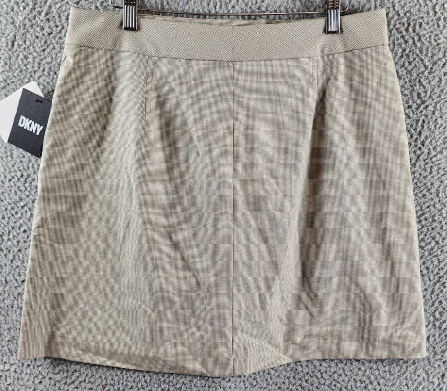 DKNY A-Line Business Casual Suit Skirt Womens 10 Light Fatigue/White Zip Closure