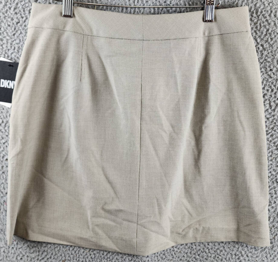 DKNY A-Line Business Casual Suit Skirt Womens 10 Light Fatigue/White Zip Closure