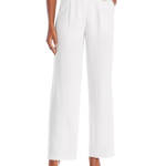 FORE Linen Blend High Rise Slim Fit Pants Womens XS White Belt Loops Zip Closure