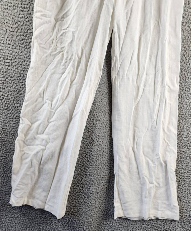 FORE Linen Blend High Rise Slim Fit Pants Womens XS White Belt Loops Zip Closure