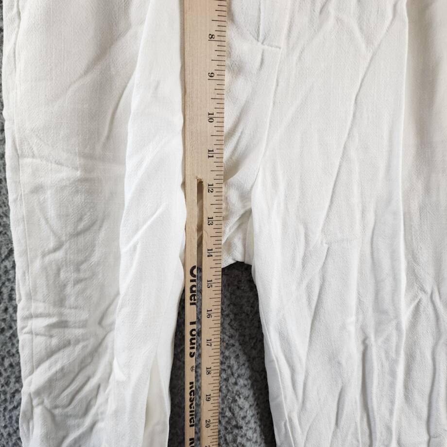 FORE Linen Blend High Rise Slim Fit Pants Womens XS White Belt Loops Zip Closure