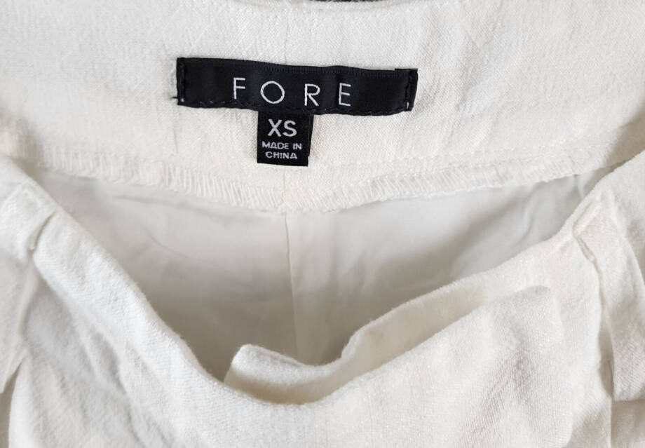 FORE Linen Blend High Rise Slim Fit Pants Womens XS White Belt Loops Zip Closure
