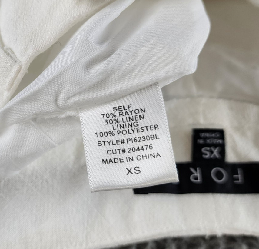 FORE Linen Blend High Rise Slim Fit Pants Womens XS White Belt Loops Zip Closure