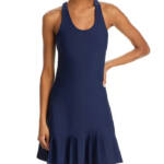 AQUA Athletic Pleat Hem Active Dress Women's M Myth Scoop Neck Crisscross Strap