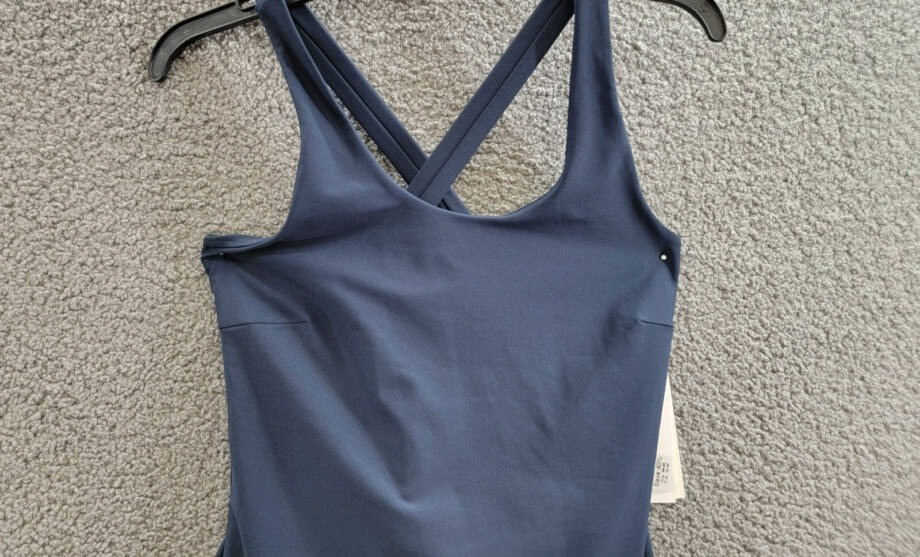 AQUA Athletic Pleat Hem Active Dress Women's M Myth Scoop Neck Crisscross Strap
