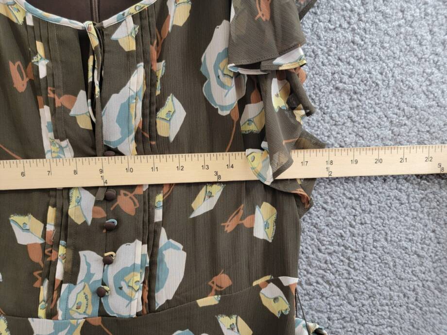 Lauren Ralph Lauren Petite Floral Flutter-Sleeve Dress Women's 10P Brown Multi
