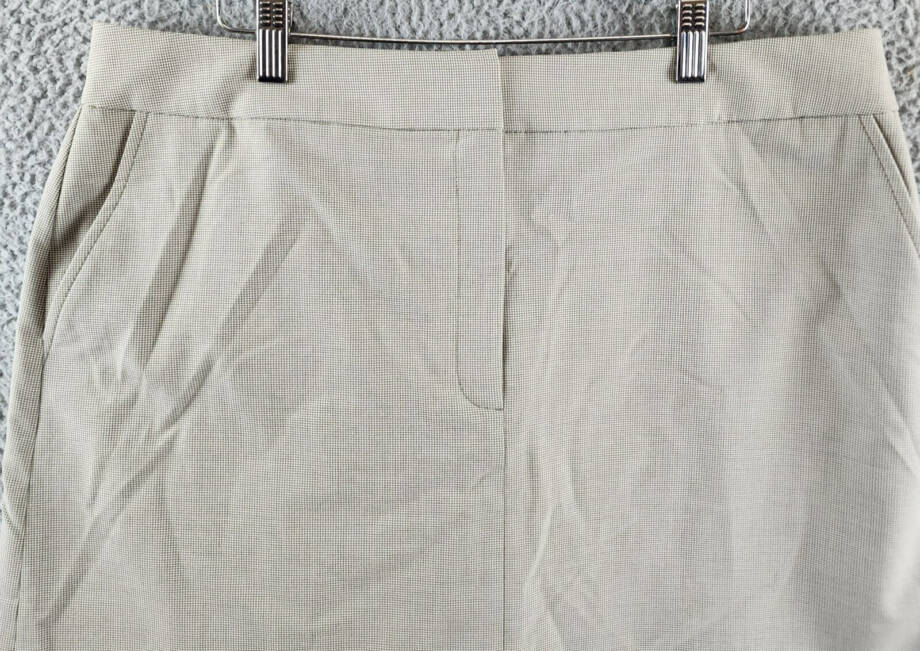 DKNY Zip-Front Slant-Pocket Mini Skirt Women's 16 Light Fatigue/White Hook & Bar