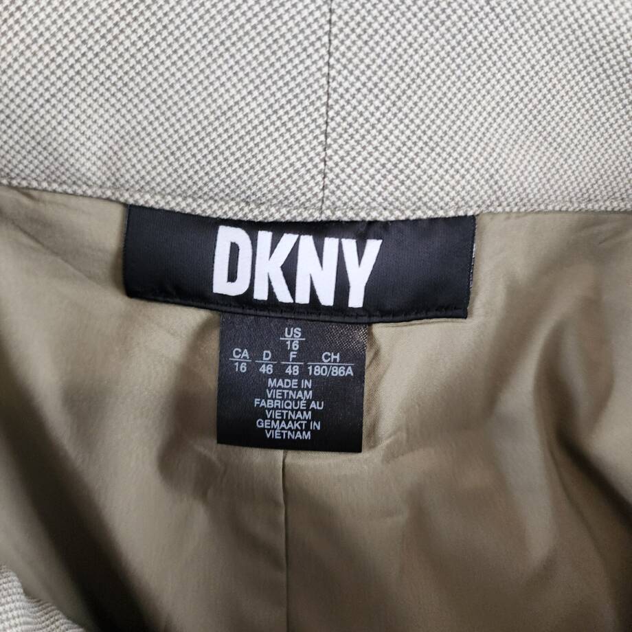 DKNY Zip-Front Slant-Pocket Mini Skirt Women's 16 Light Fatigue/White Hook & Bar