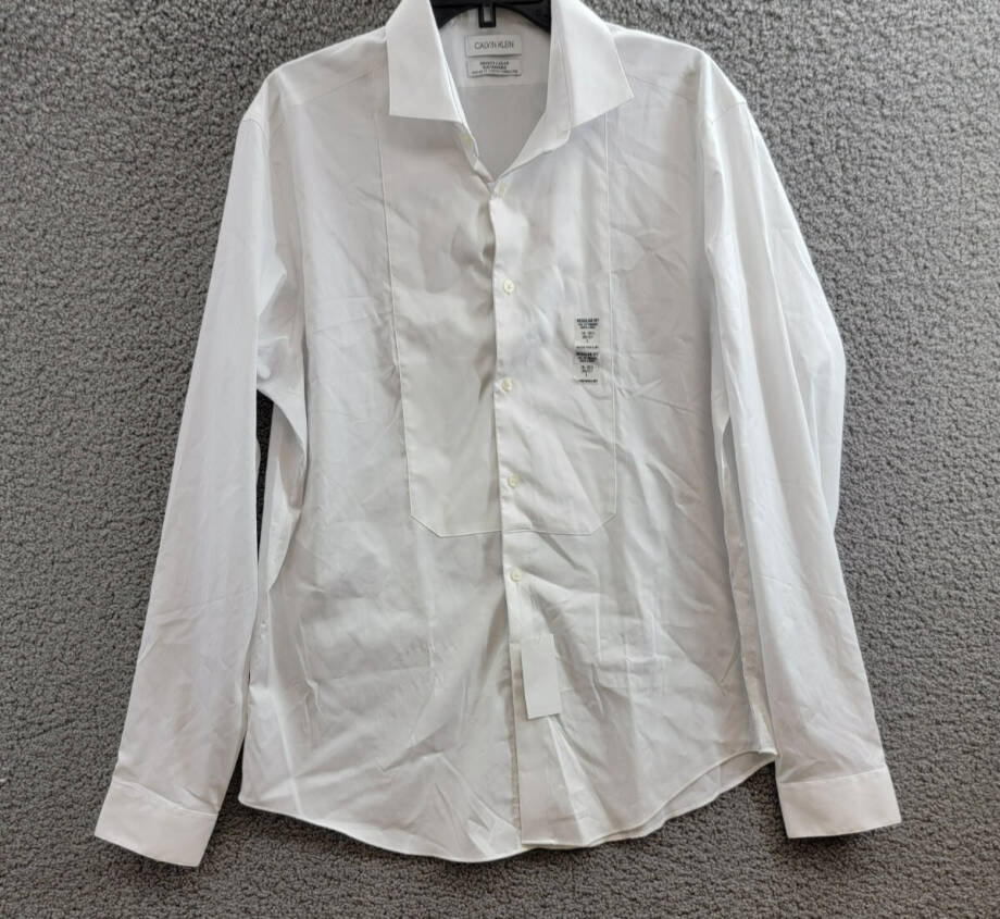 Calvin Klein Infinite Color Regular Fit Dress Shirt Men's L 16-16.5 36-37 White