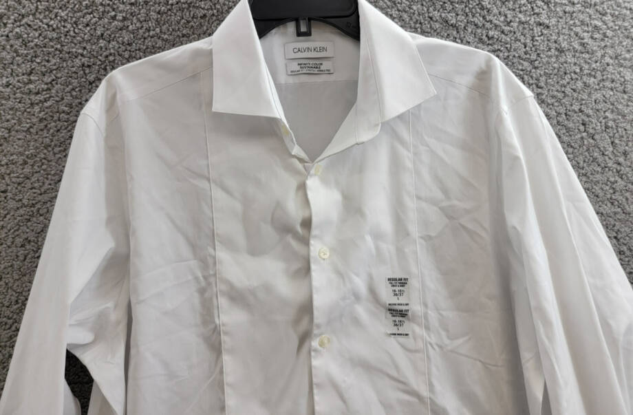 Calvin Klein Infinite Color Regular Fit Dress Shirt Men's L 16-16.5 36-37 White