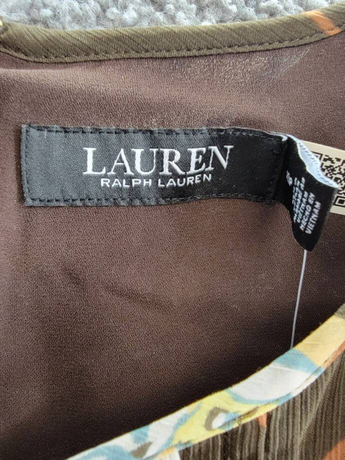 Lauren Ralph Lauren Petite Floral Flutter-Sleeve Dress Women's 10P Brown Multi