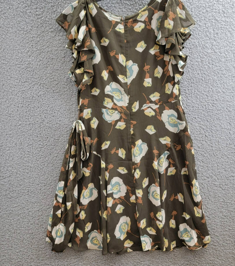 Lauren Ralph Lauren Petite Floral Flutter-Sleeve Dress Women's 10P Brown Multi