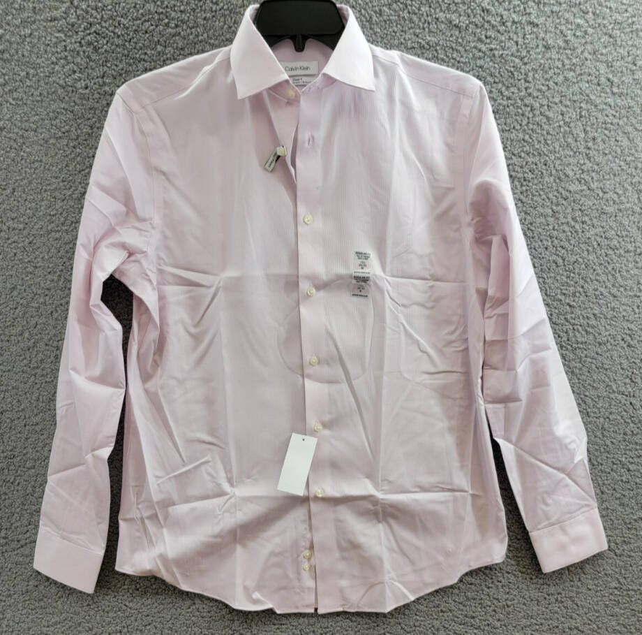 Calvin Klein Steel Plus Regular Fit Modern Pin Cord Dress Shirt Men's 15.5 34-35