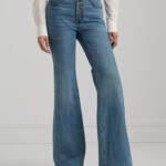 Lauren Ralph Lauren High-Rise Flare Jeans Women's 6 Dusk Indigo Denim Button Fly