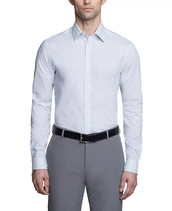 Calvin Klein Steel Plus Slim Fit Stretch Dress Shirt Men's 14.5 32-33 White/Blue