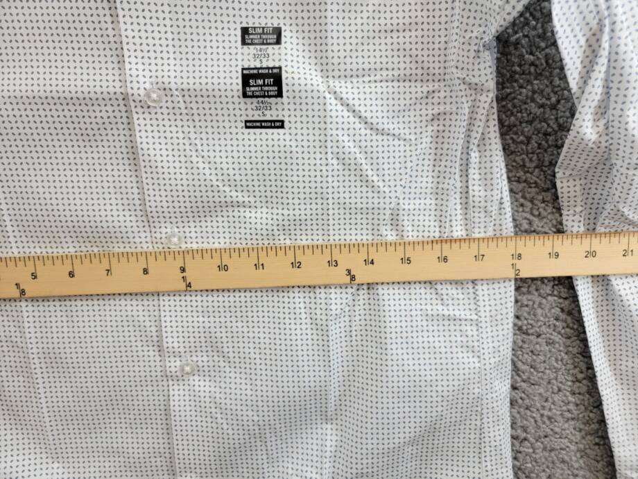 Calvin Klein Steel Plus Slim Fit Stretch Dress Shirt Men's 14.5 32-33 White/Blue