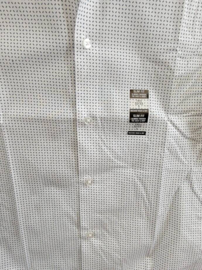 Calvin Klein Steel Plus Slim Fit Stretch Dress Shirt Men's 14.5 32-33 White/Blue