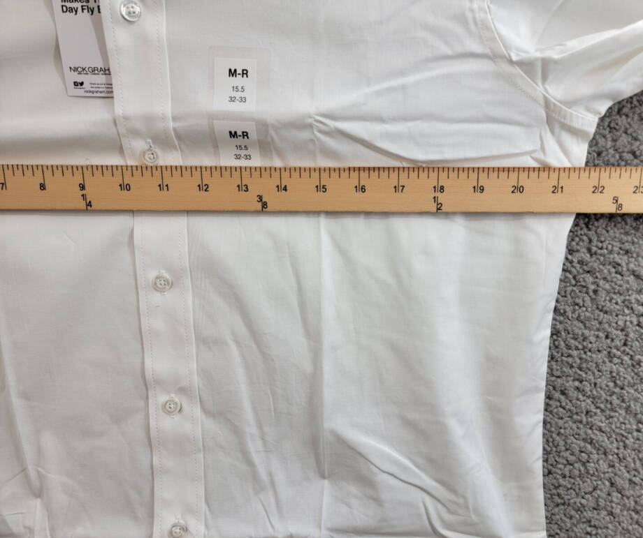 Nick Graham Poplin Dress Shirt Men's White 15.5 32-33 M/R Button Closure L/S
