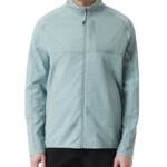 BASS OUTDOOR Trail Jacket Mens L Silver Blue Cationic Mock Neck Full Zip Closure