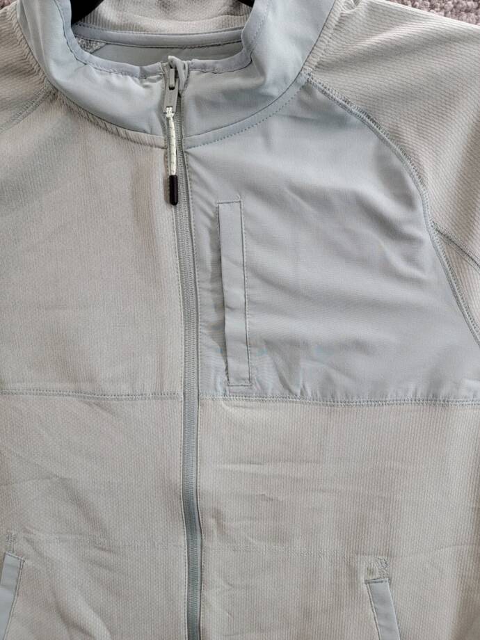 BASS OUTDOOR Trail Jacket Mens L Silver Blue Cationic Mock Neck Full Zip Closure