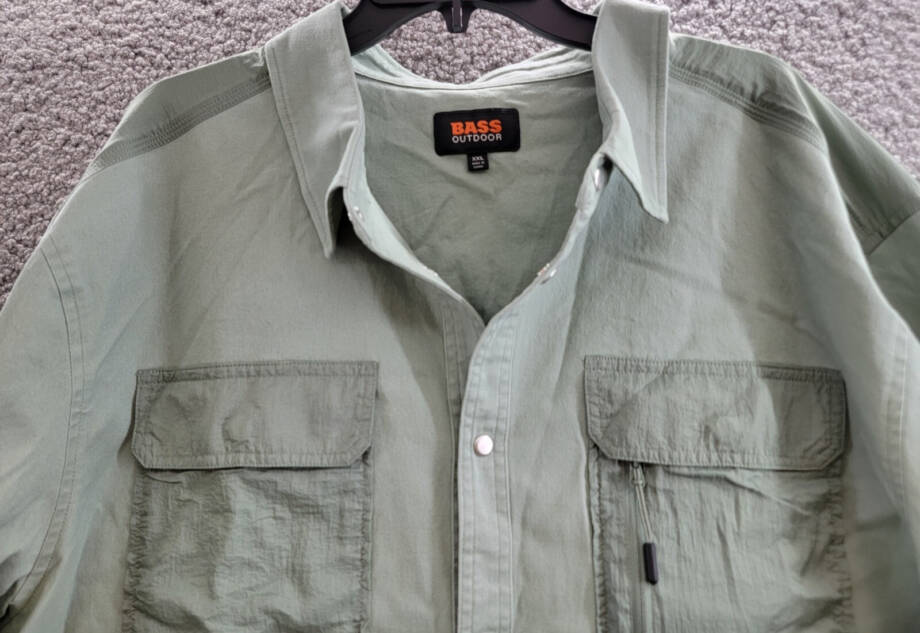 BASS OUTDOOR Relaxed Fit Stretch Worker Shirt Jacket Men's XXL Lily Pad L/S