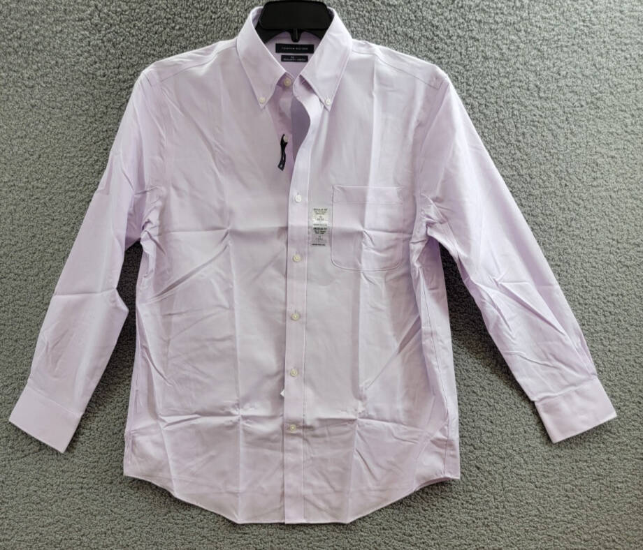 Tommy Hilfiger TH Flex Stretch Pinpoint Oxford Dress Shirt L 32/33 16 Lavender