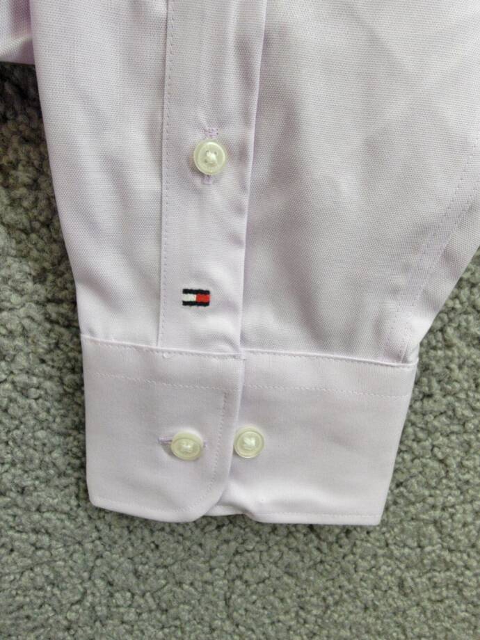 Tommy Hilfiger TH Flex Stretch Pinpoint Oxford Dress Shirt L 32/33 16 Lavender