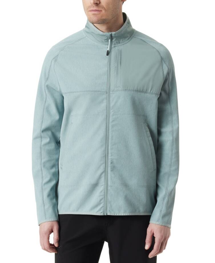 Bass Outdoor Full Zip Trail Jacket Men's S Silver Blue Cationic Long Sleeve