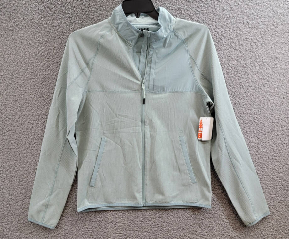 Bass Outdoor Full Zip Trail Jacket Men's S Silver Blue Cationic Long Sleeve