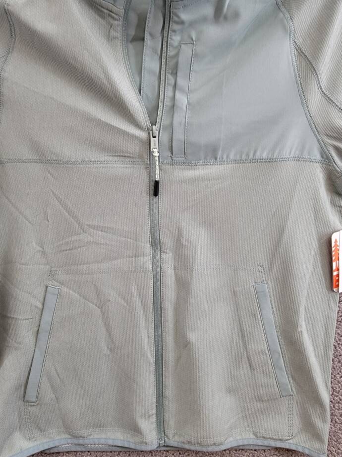 Bass Outdoor Full Zip Trail Jacket Men's S Silver Blue Cationic Long Sleeve