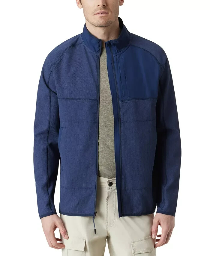 BASS OUTDOOR Full Zip Trail Jacket Men's L Navy Blazer Mock Neck Long Sleeve