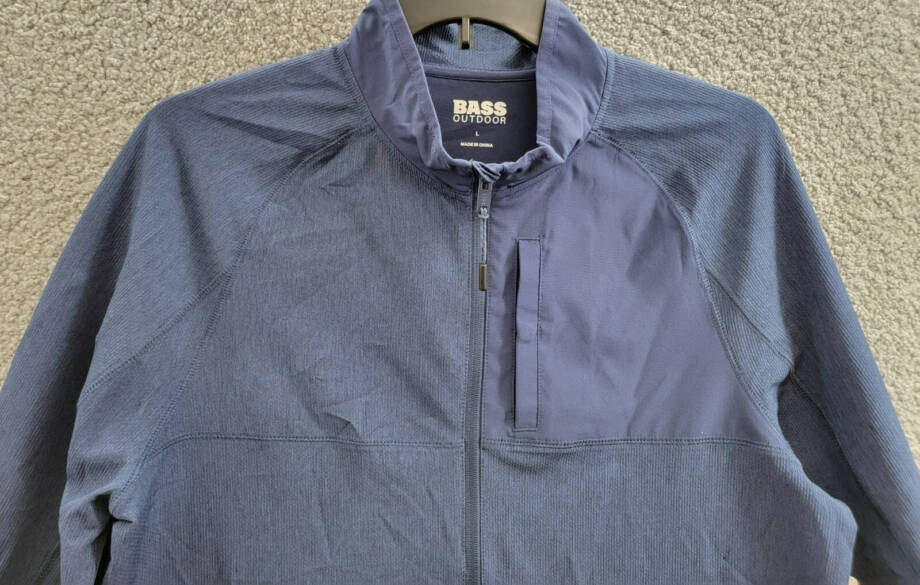 BASS OUTDOOR Full Zip Trail Jacket Men's L Navy Blazer Mock Neck Long Sleeve