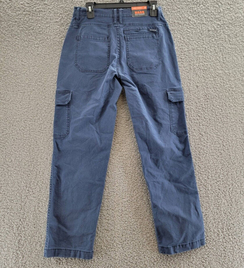 Bass Outdoor High-Rise Canvas Cargo Pants Women's 4 Navy Blazer Straight Leg