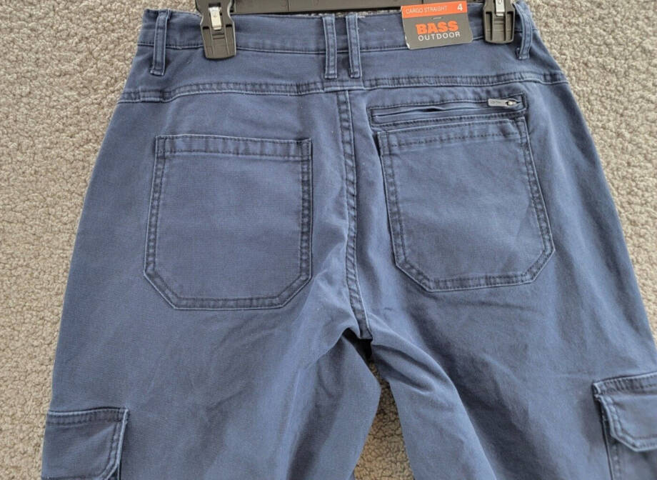 Bass Outdoor High-Rise Canvas Cargo Pants Women's 4 Navy Blazer Straight Leg