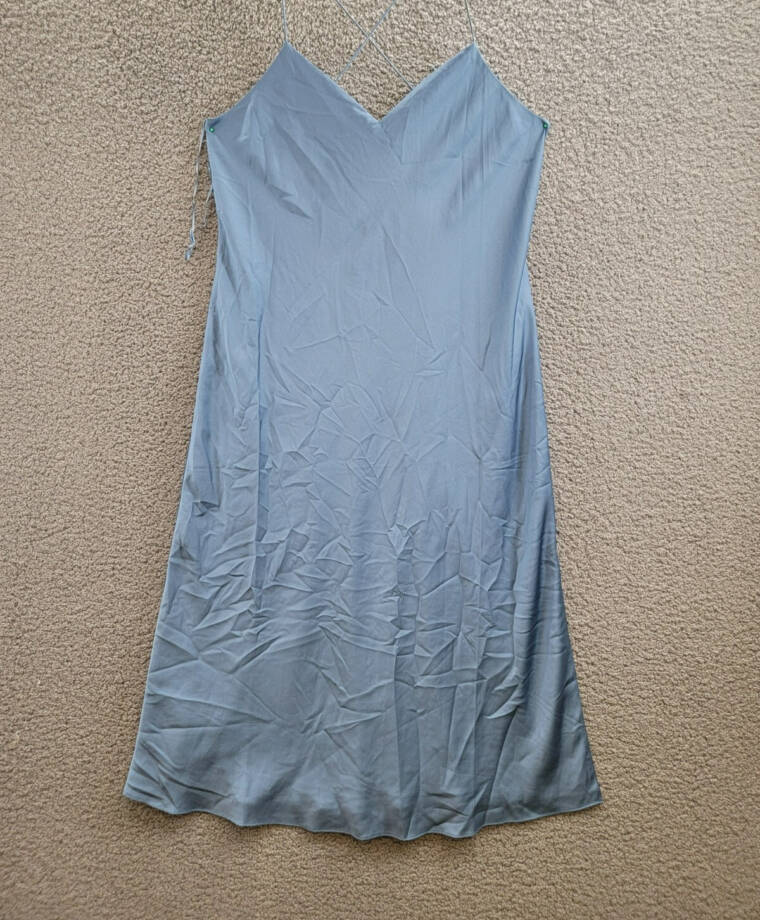 Lauren Ralph Lauren Satin Charmeuse Slip Dress Women's 16 Pale Azure Pullover