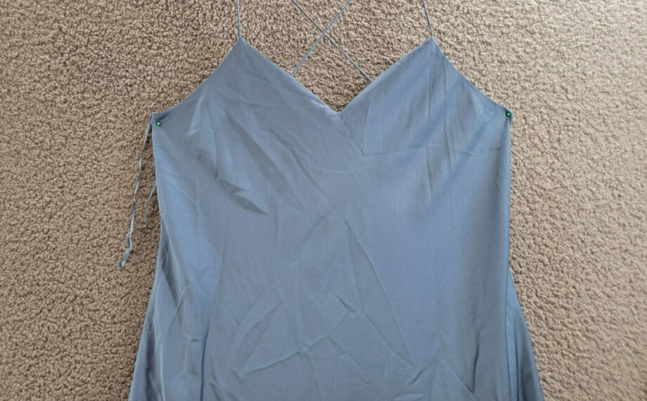 Lauren Ralph Lauren Satin Charmeuse Slip Dress Women's 16 Pale Azure Pullover