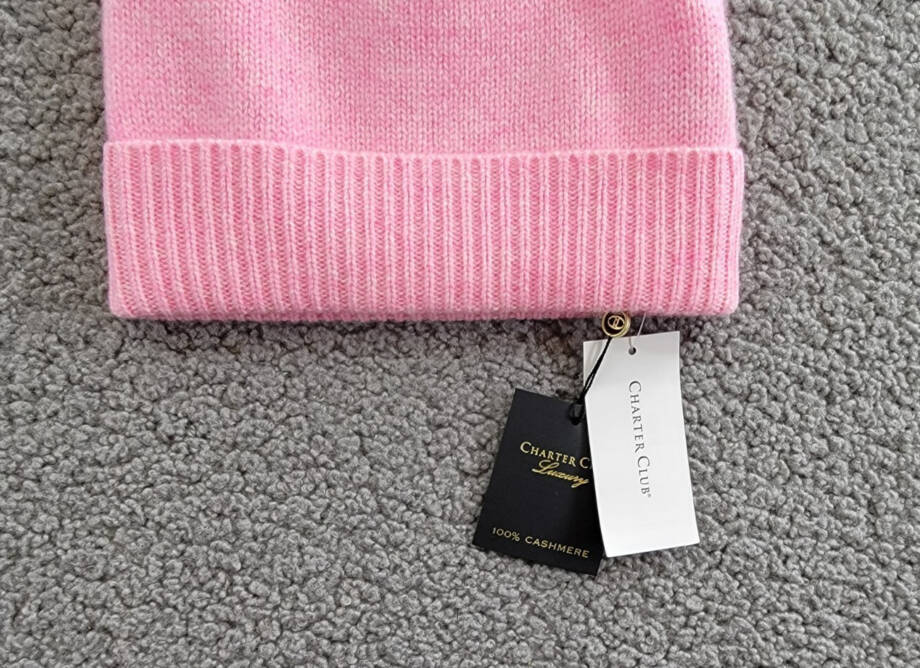 Charter Club 100% Cashmere Cuffed Beanie Women's One Size Bubblegum Heather